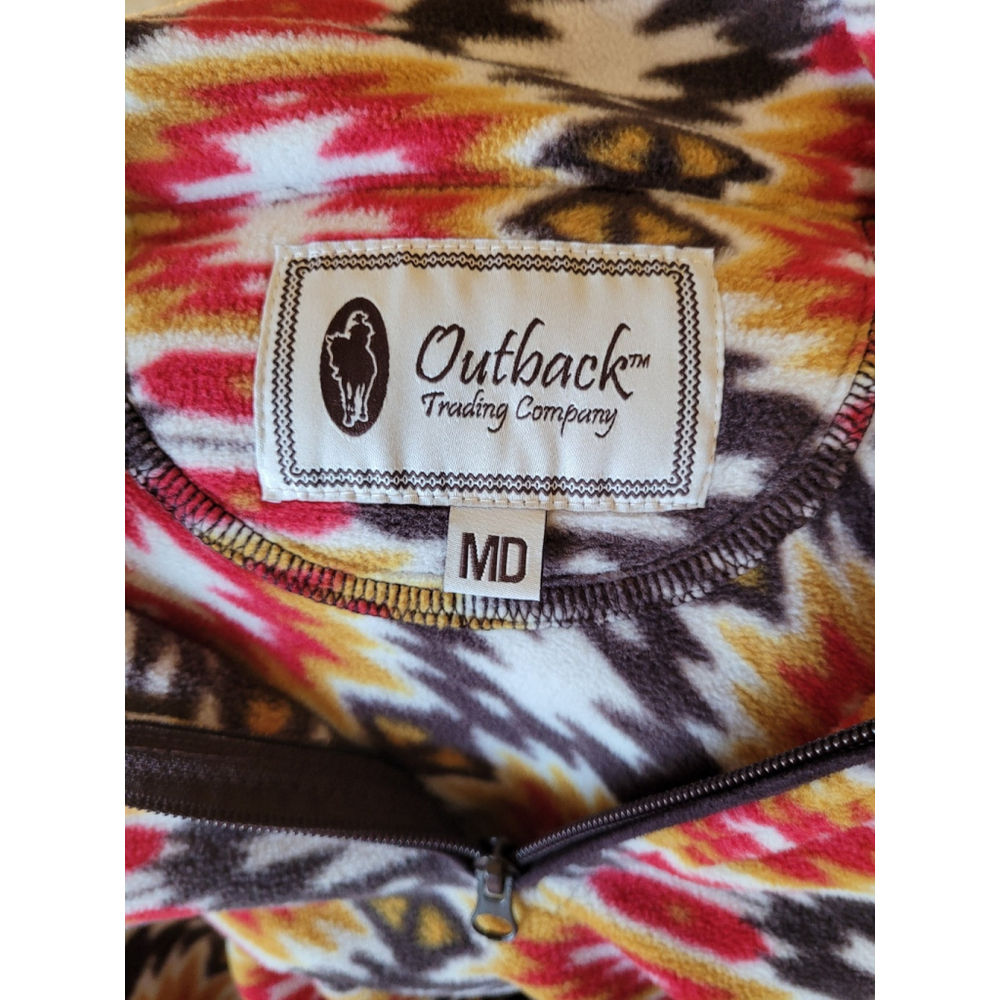 Outback Trading Company Southwestern Print Quarter Zip Bella Henley Pullover MD - Picture 9 of 11